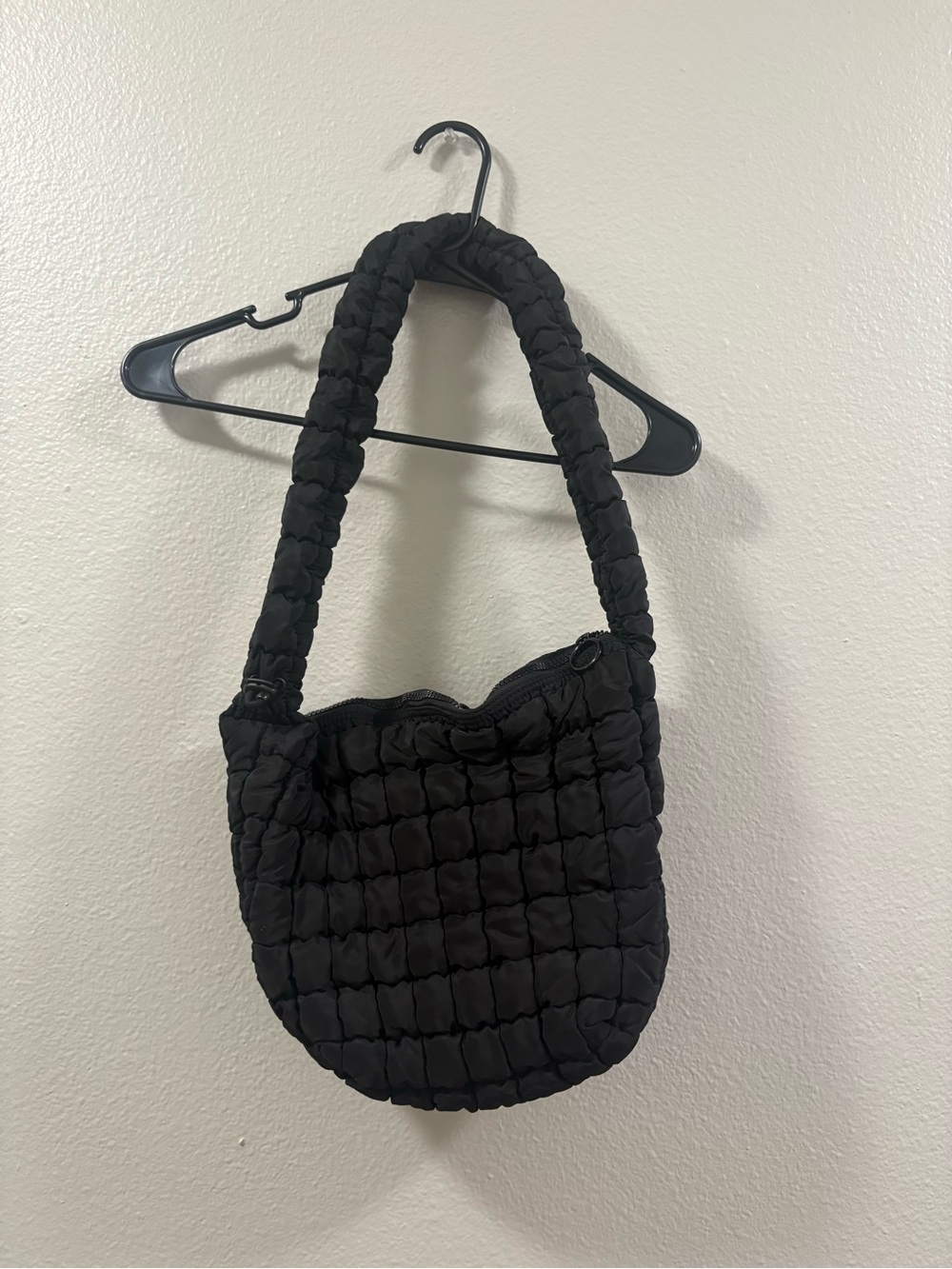 Quilted Padded Shoulder Bag - Black